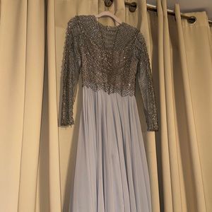 Beautiful Terrani couture dress! Beaded top long sleeve train.